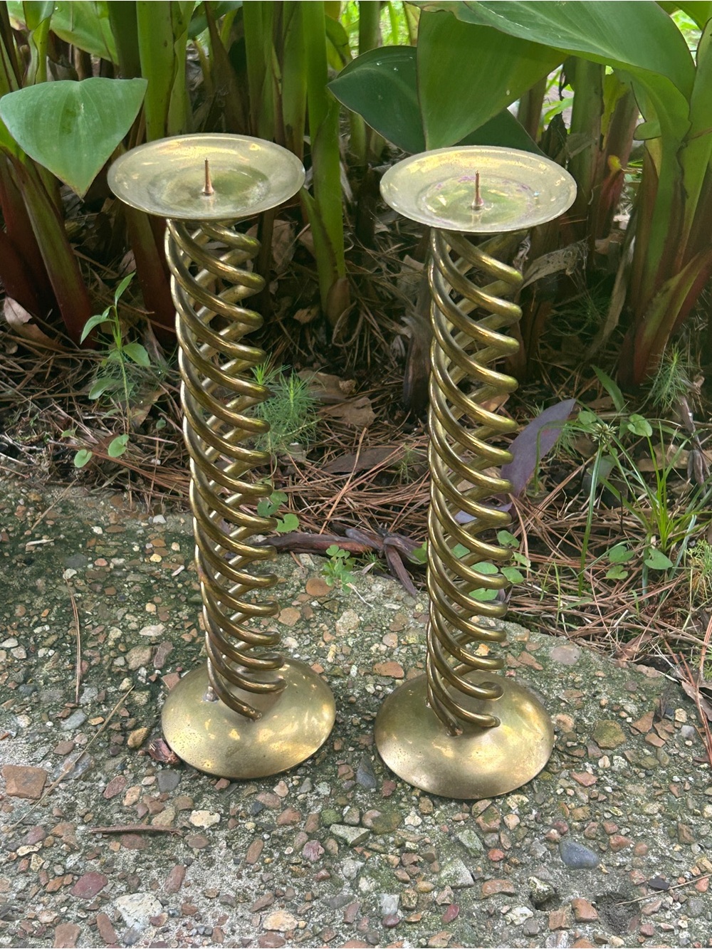Pair Of Vintage Brass Spiral Candle Sticks Made In India